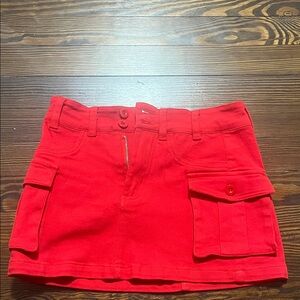 Red Mini Skirt with Pocket Detail